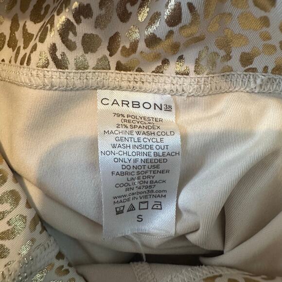 Carbon38 Size S Metallic Gold Leopard 7/8 Length Leggings Athleisure Workout - Picture 6 of 7